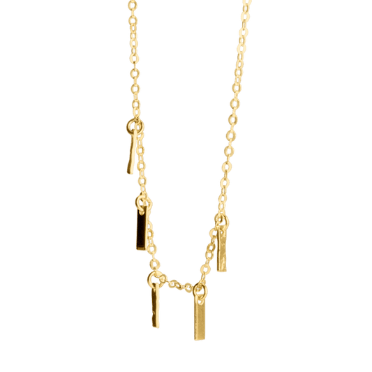 Collana girocollo con medagliette rettangolari color oro