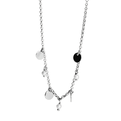 Collana con medagliette tonde e perle in argento 925-1