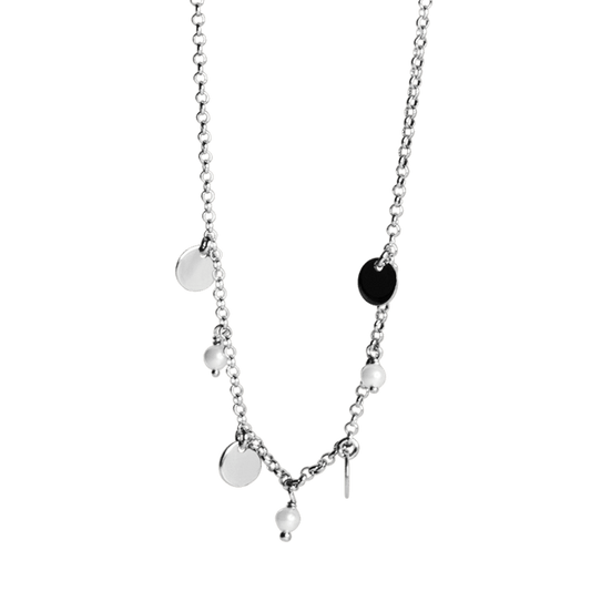 Collana con medagliette tonde e perle in argento 925-1