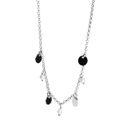 Collana con medagliette tonde e perle in argento 925