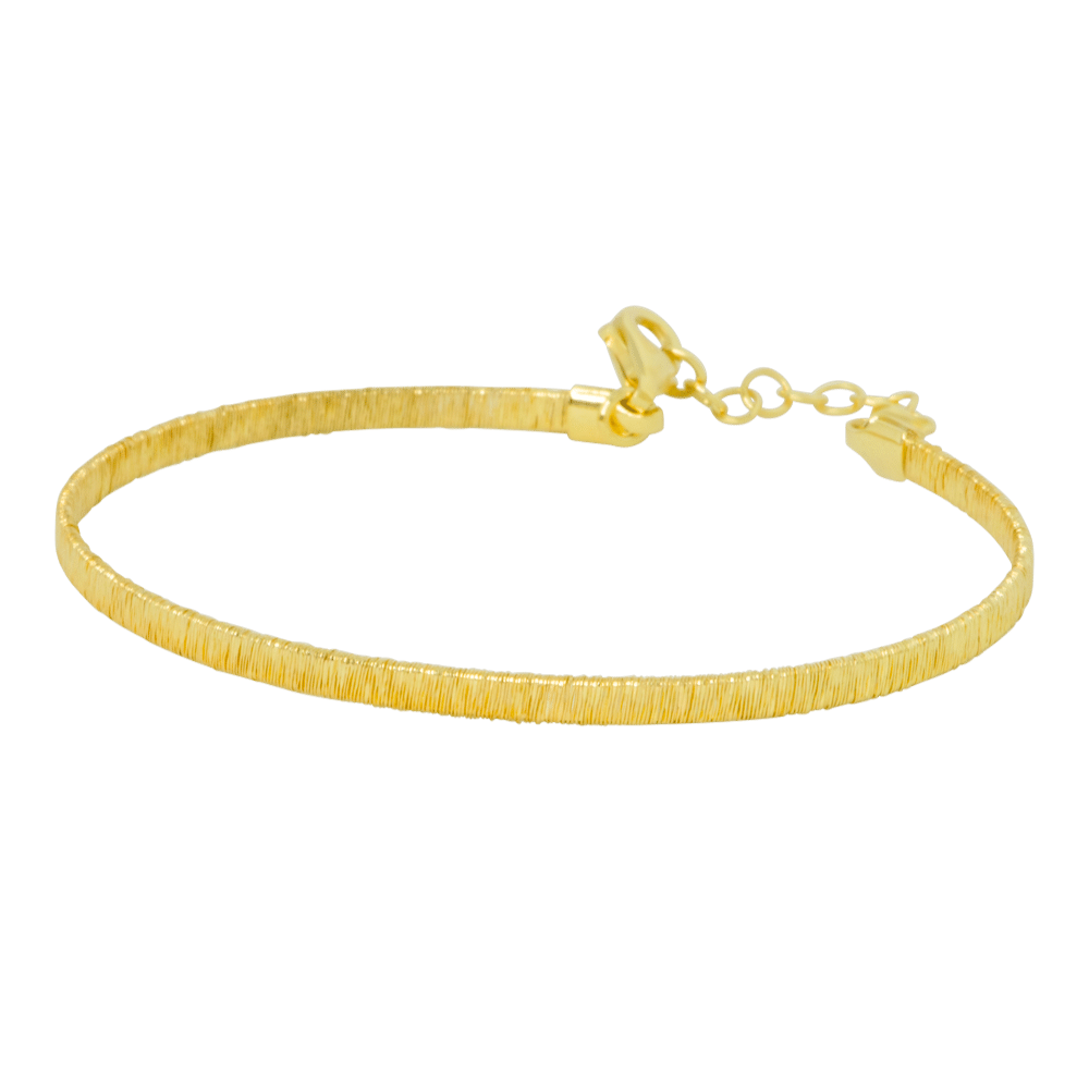 Bracciale design rigido con filo avvolto in argento 925 -color oro-1