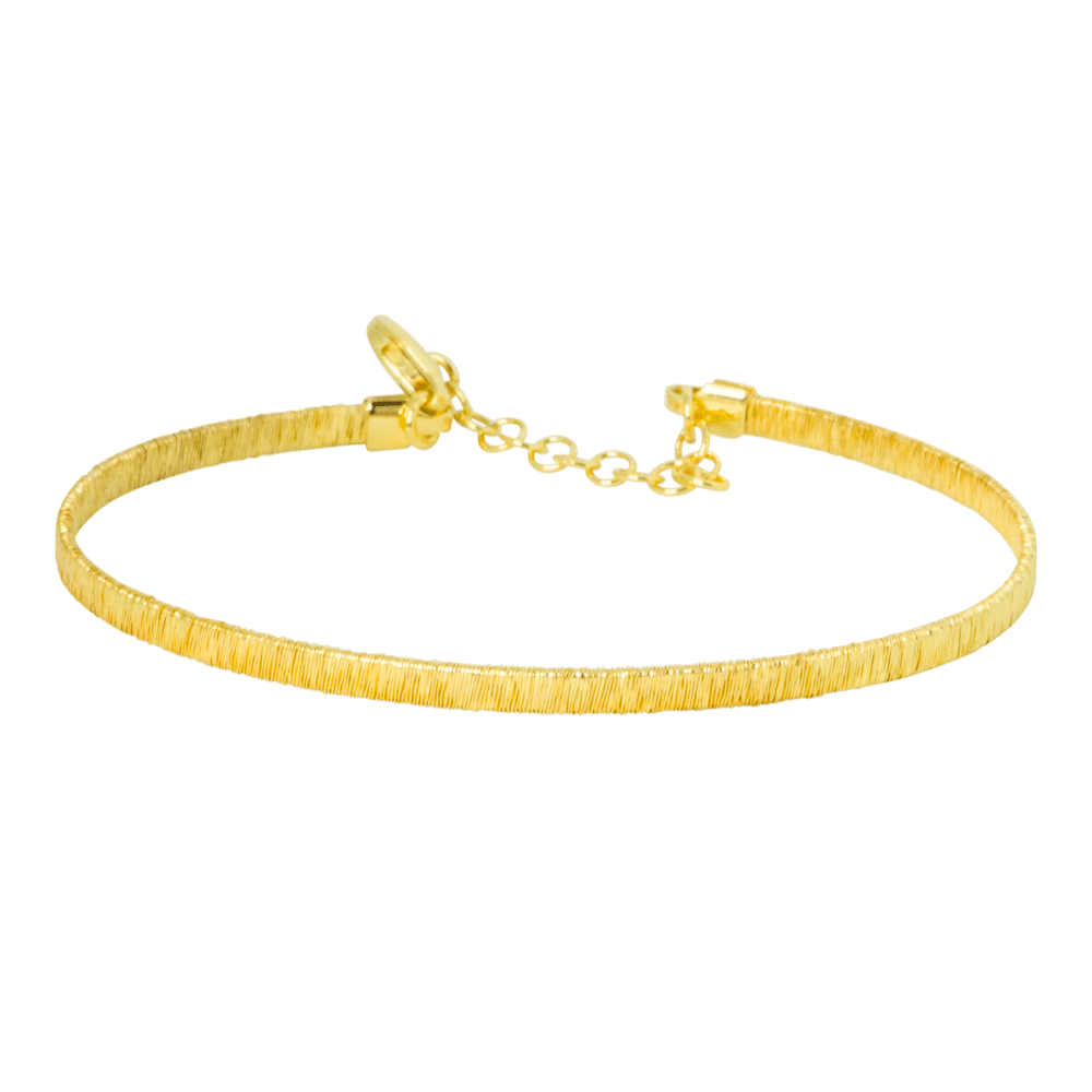 Bracciale design rigido con filo avvolto in argento 925 -color oro