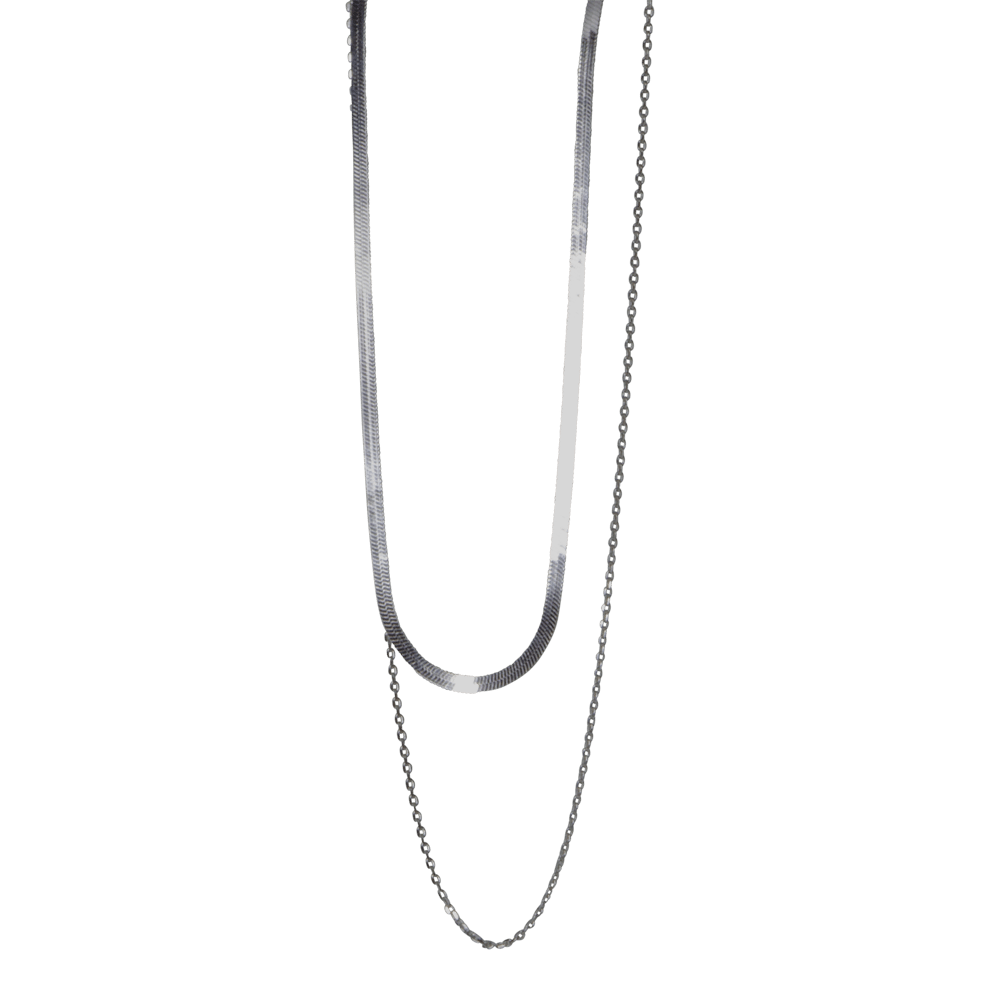 collana in argento 925 a 2 fili snake e catena-2