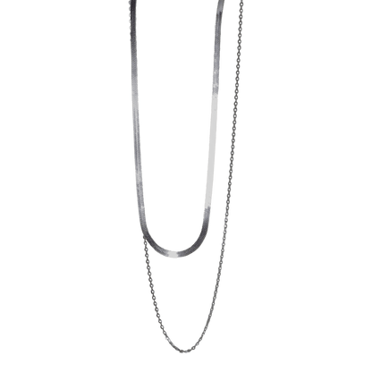 collana in argento 925 a 2 fili snake e catena-2