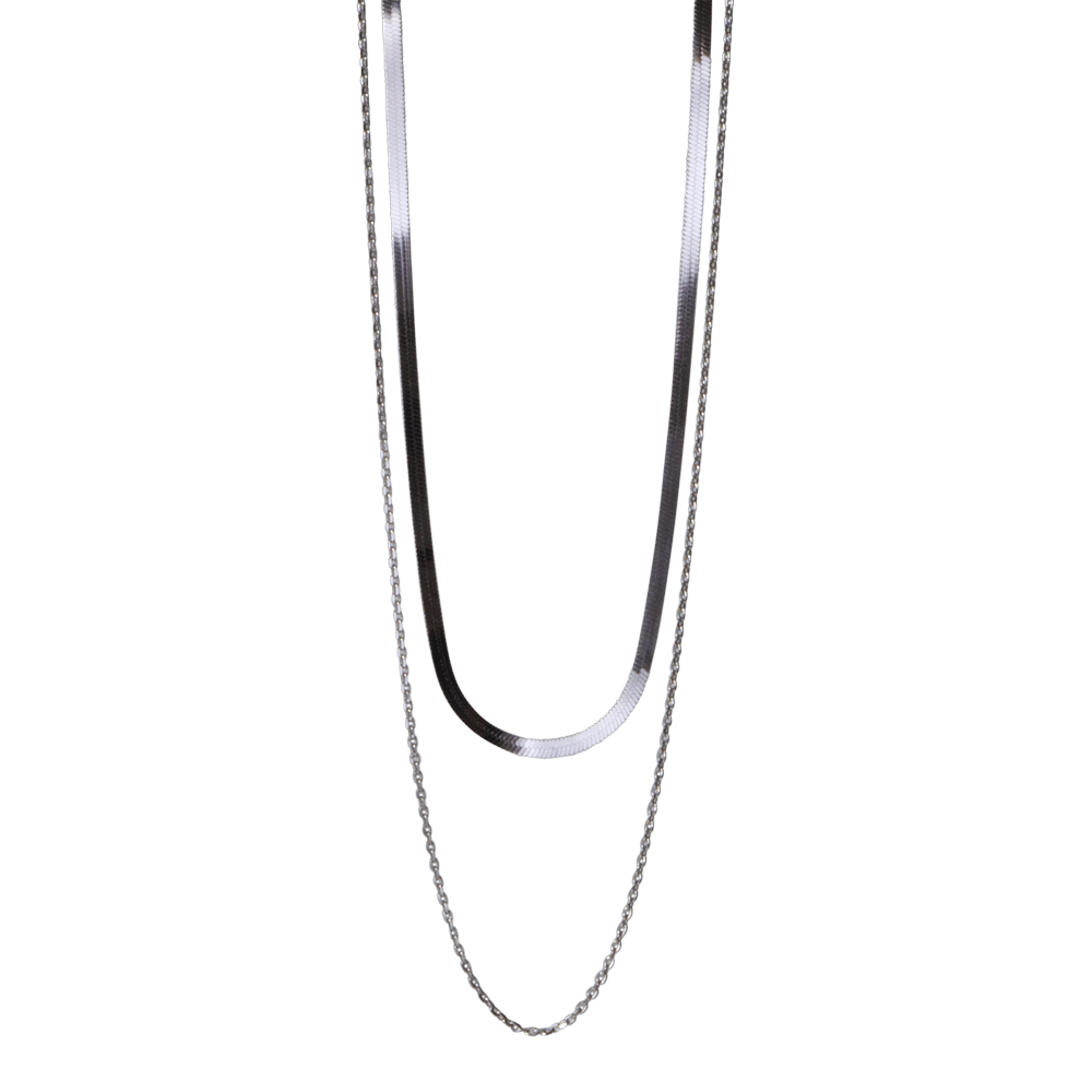 collana in argento 925 a 2 fili color argento